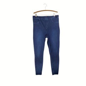 Spanx Jean-ish Ankle Leggings Dark Blue Wash Jeggings Stretch Womens 1X Tall